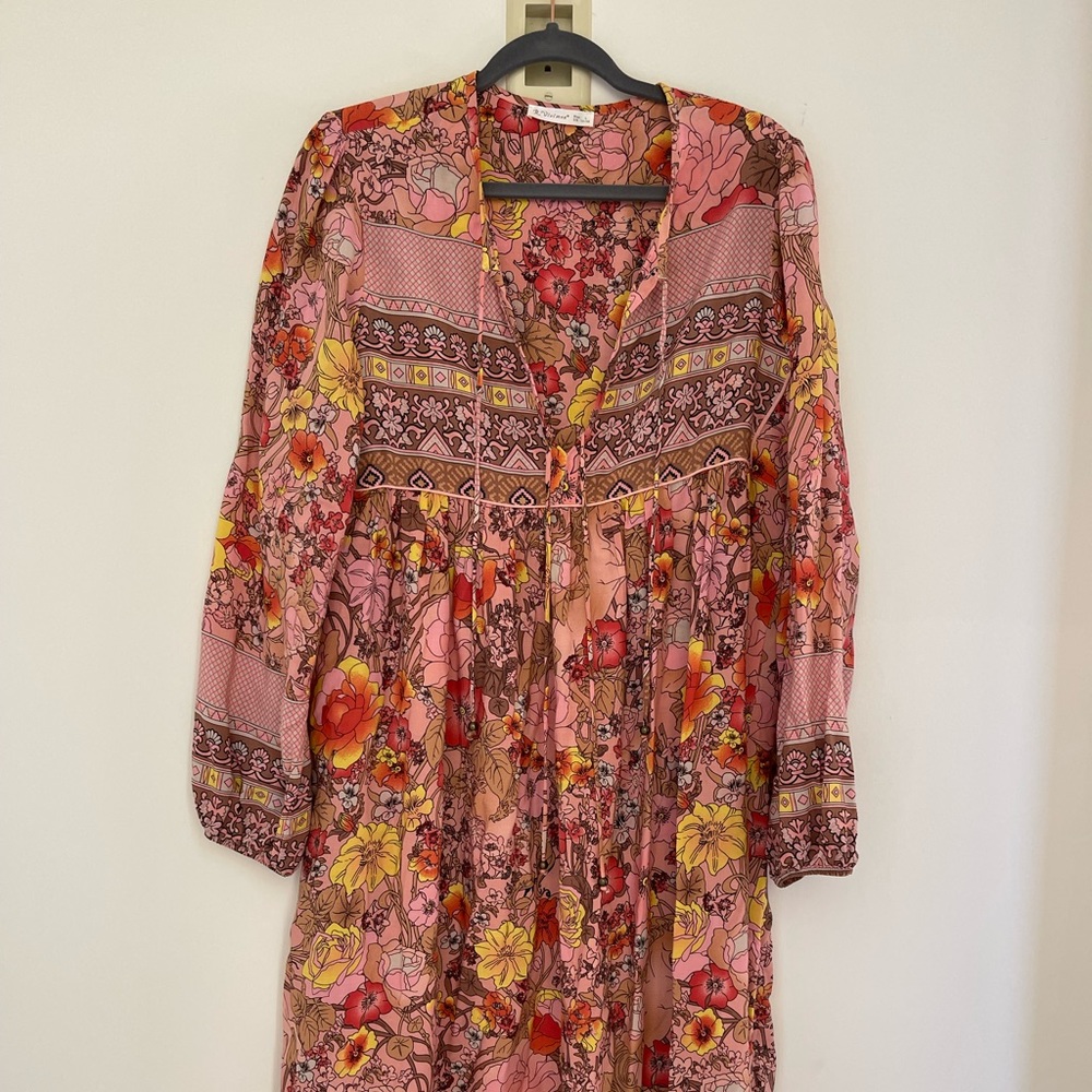R. Vivimos rose flowy dress, size large